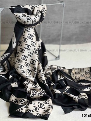 شال ابریشم پلی استر مدل شنل مشکی کرم