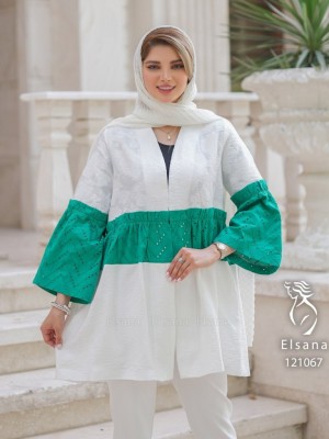 مانتو مدل مهوین سفید سبز