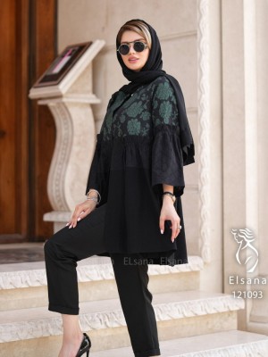 مانتو مدل مهوین زیتونی مشکی