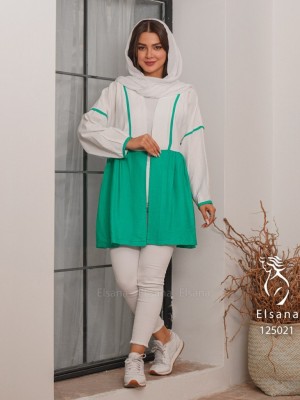 مانتو مدل ماهیدا سفید سبز