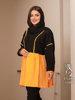 مانتو مدل ماهیدا مشکی لیمویی