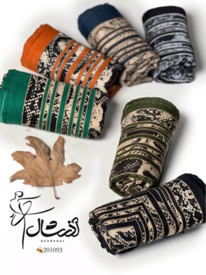 روسری نخی کجراه پاییزه دست دوز حاشیه دار کد 4202327