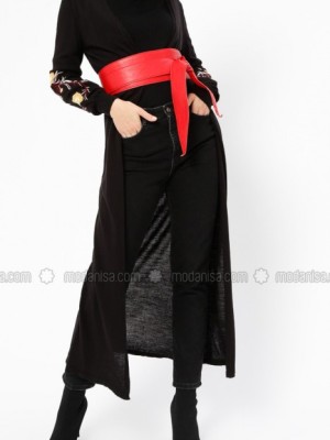 مانتو مشکی گلدار پاییزه