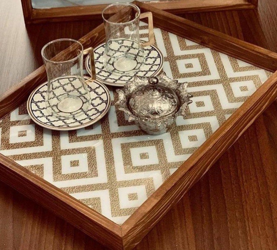 سینی طرحدار چوبی مدل 7