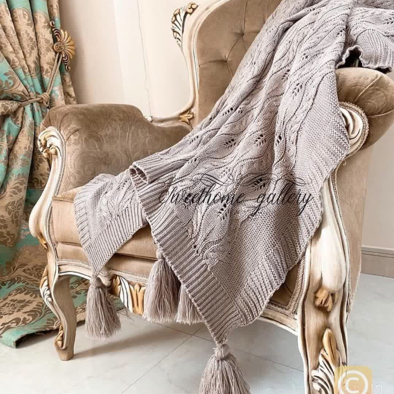 شال مبل نسکافه ای طرح گندم