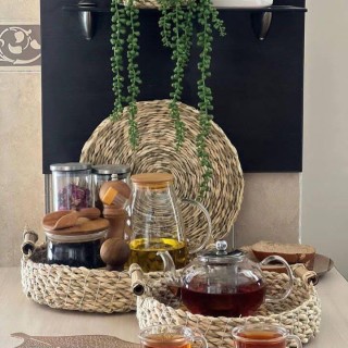 سبد سه تیکه حصیری دسته بامبو