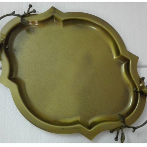 جفت سینی طرح برنجی آنتیک گنجشک(کد 6085 و 6083)