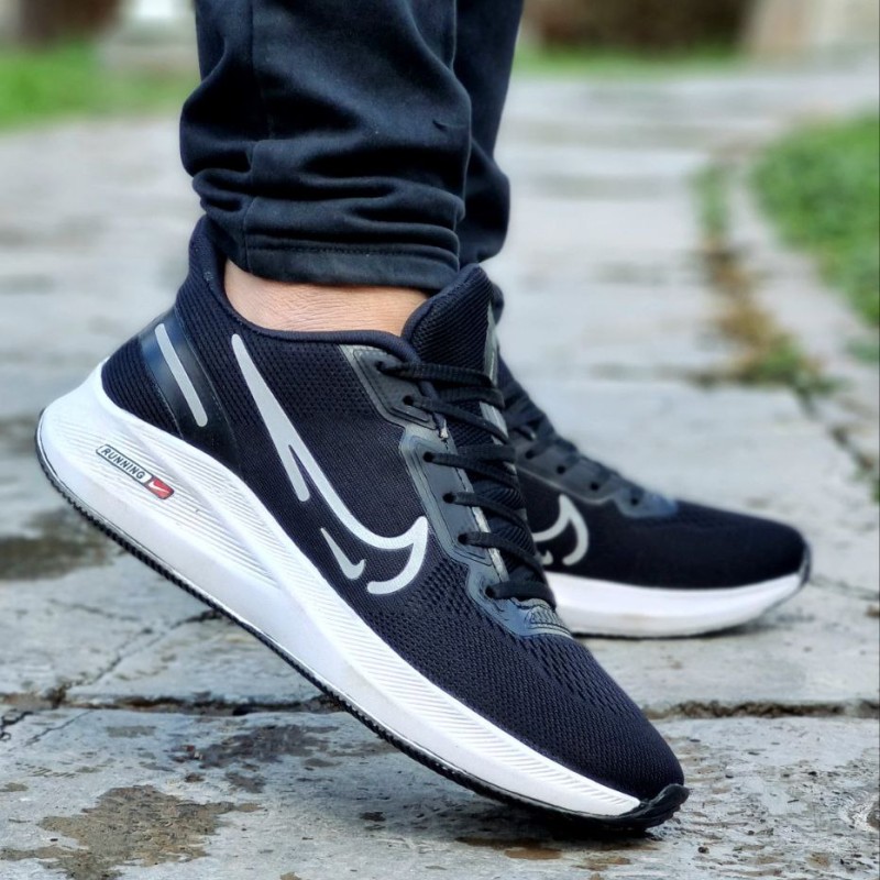 فروش ویژه کفش کتونی اسپرت مردانه و پسرانه مدل نایک اسپیسر زیره ترکیبی پیو دوتکه رنگ مشکی زیره سفید قشنگ و زیبا   بااراسال رایگان
