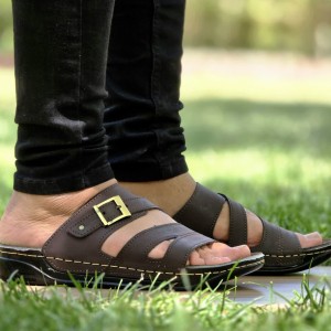 فروش دمپایی صندل 100درصد مردانه کف عرق گیر دوردوخت رنگ قهوه ای با ارسال رایگان