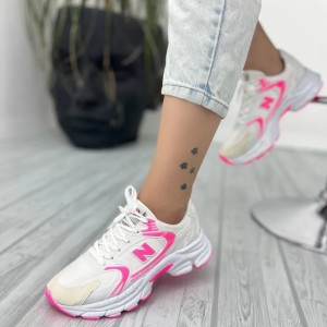 تخفیف جذابمون کفش کتونی اسپرت زنانه دخترانه مدل نیوبالانس  شیک و دلبر  رنگ سفید صورتی با ارسال رایگان