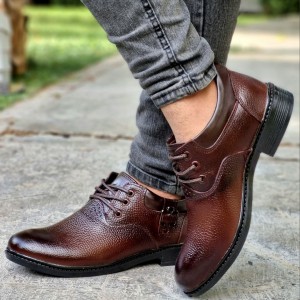 تخفیف فوق العاده کفش چرم اصل طبیعی تبریز مردانه پرفروش رنگ قهوه ای باارسال رایگان