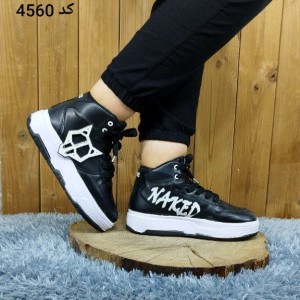 کفش نیم بوت گرگ  برای خانم های باکلاس و خاص پوش مشکی سفید با ارسال رایگان 4560