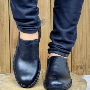 تخفیف ویژه کفش مجلسی مردانه چرم طبیعی تبریز مشکی زیره طبی با کیفیت با ارسال رایگان کد 2330