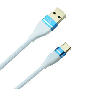 کابل شارژر رنگی تایپ سی شوجی اصلی با روکش بافته شده و سوکتهای طلایی کد: SH-1018