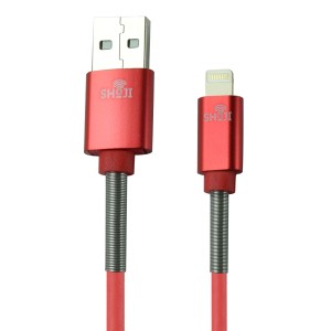 کابل شارژر لایتنینگ اپل آیفون رنگی ژله ای با محافظ فنری شوجی کد: SH-1032