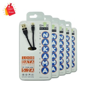 خرید عمده کابل شارژر رنگی تایپ سی  اصلی شوجی مدل:SH-1018 با روکش بافته شده و سوکتهای طلایی