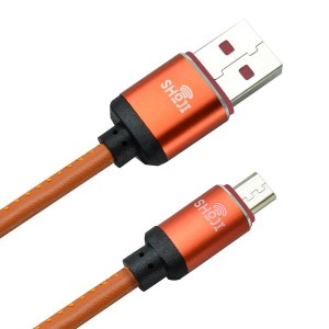 خرید عمده بهترین کابل میکرو USB چرمی با بافت سیم شارژر قوی ضمانت دار- شوجی ایران