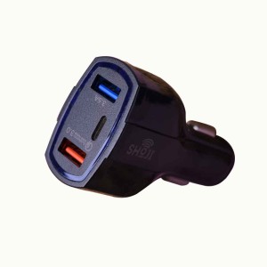خرید شارژر فندکی خودرو 65W شوجی+شارژر گوشی تایپ سی SH-1030|شارژر قطع کن خودکار-شوجی ایران