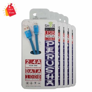 خرید عمده کابل شارژر میکرو یو اس بی شوجی SH-1034 اندروید با روکش بافته شده کنفی