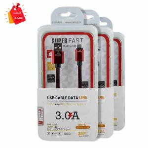 خرید عمده کابل شارژر لایتنینگ آیفون کوتاه 30سانتی پاوربانکی با روکش بافته رنگی شوجی SH-1055
