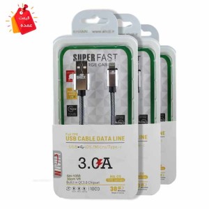 خرید عمده کابل شارژر لایتنینگ آیفون کوتاه 30سانتی پاوربانکی با روکش بافته رنگی شوجی SH-1055 |کابل کوتاه فست شارژ