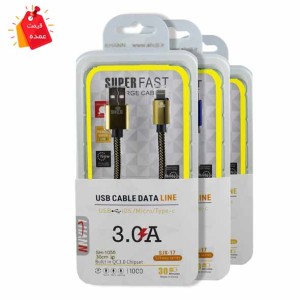 خرید عمده کابل شارژر لایتنینگ آیفون کوتاه 30سانتی پاوربانکی با روکش بافته رنگی شوجی SH-1055