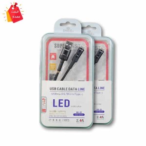 خرید عمده کابل شارژر لایتنینگ اپل آیفون رنگی قطع کن دار هوشمند MUSTANG | موستانگ با نشانگر LED شوجی SH-1084