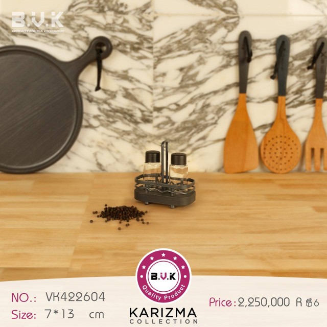 ست نمک فلفل خوری B.V.K طرح KARIZMA رنگ طلایی کد VK412604