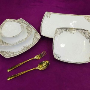 چینی پردیس کاشان سرویس چینی پاریس طرح سلنا کرم رنگ