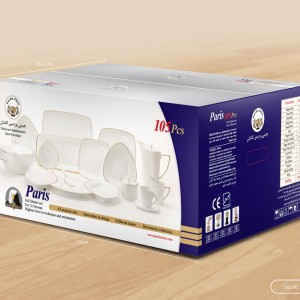سرویس چینی 105 پارچه پردیس کاشان پاریس طرح سلنا کرم رنگ