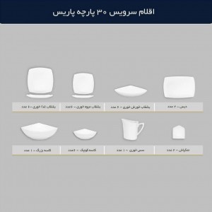 سرویس چینی 30 پارچه پردیس کاشان پاریس کد 460