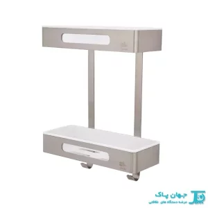 قفسه حمام دو طبقه استیل سبد دار مدل ۳۰۴
