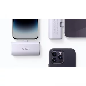 پاوربانک انکر 5000 میلی‌آمپری 12W مدل Anker 621 Power Bank Built-In Lightning Connector A1645