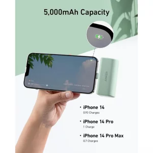 پاوربانک انکر 5000 میلی‌آمپری 12W مدل Anker 621 Power Bank Built-In Lightning Connector A1645