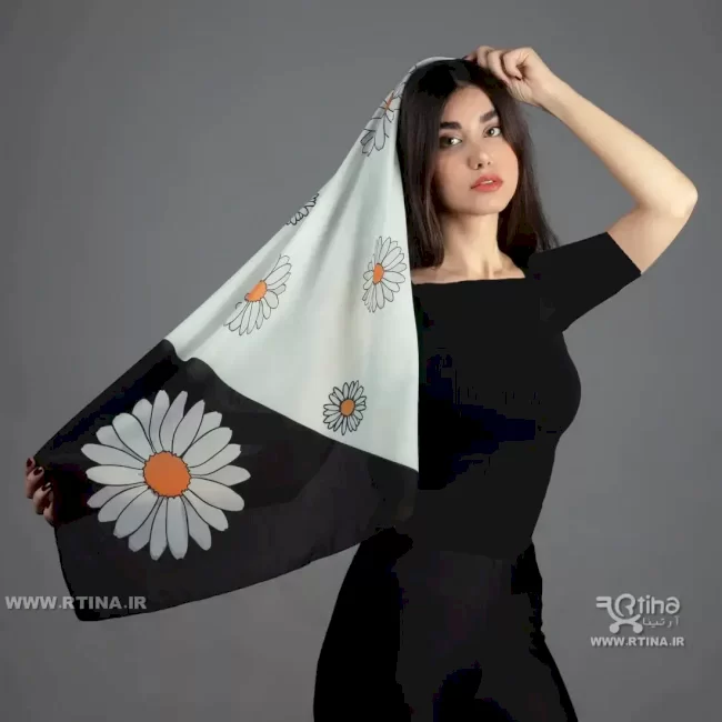 روسری مینی اسکارف بابونه طرح جدید دخترانه و زنانه