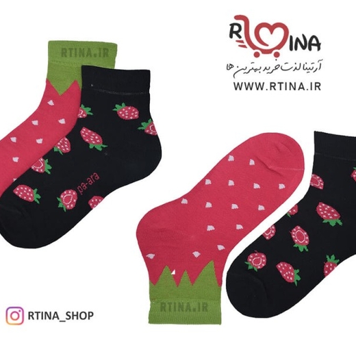 جوراب تا به تا طرح توت فرنگی
