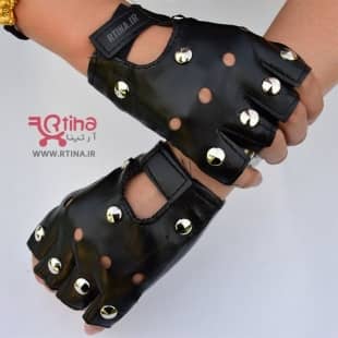 دستکش چرم انگشتی با پچ فلزی مدل T44