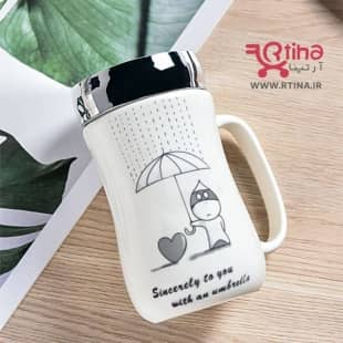 لیوان سرامیکی درب دار مدل Umbrella