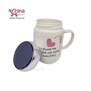 لیوان ماگ سرامیکی سفید مدل I LOVE PINK