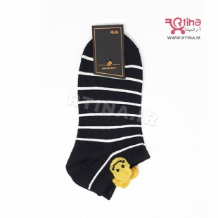 جوراب سفید-مشکی راه راه فانتزی مدل EMOJI-02