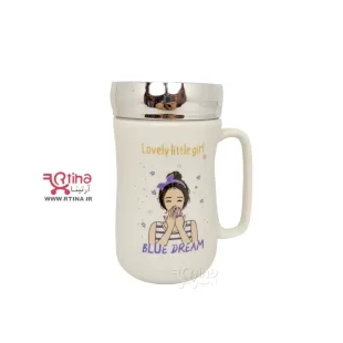 ماگ دخترانه در دار (درب آینه ای و دوجداره) 400ml