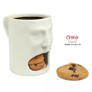 ماگ لاکچری و شیک با طرح خلاقانه و نگه دارنده بیسکوئیت
