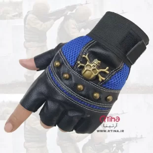 دستکش نیم انگشتی اسکلتی پسرانه مردانه