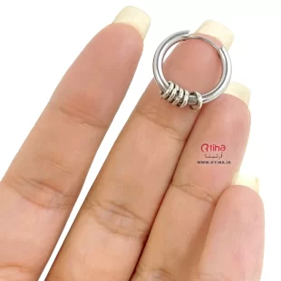 گوشواره حلقه ای ساده همراه با دایره های کوچیک استیل (بچه گانه تا بزرگسال)