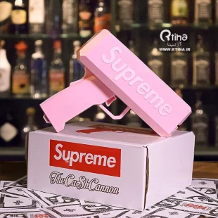 تفنگ پول پاش صورتی +باتری و بسته  دلار فیک رایگان