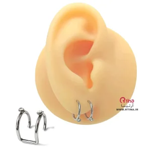 گوشواره فیک بدون سوراخ مدل دو ردیفه (زنانه و مردانه)
