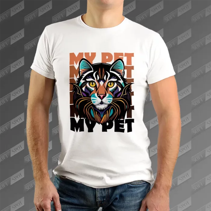 تیشرت مردانه طرح Cat is My Pet TS-939