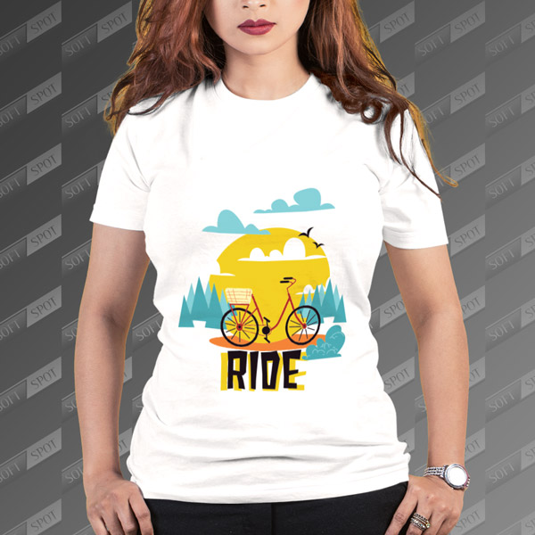 تیشرت زنانه طرح Ride a Bike TS-477