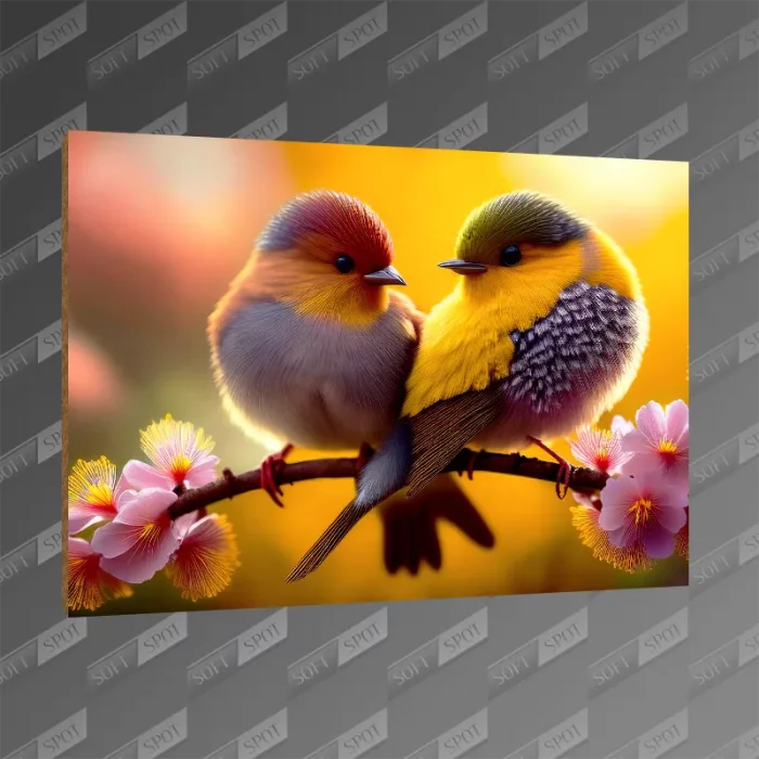 تخته شاسی طرح Cute Pair of Colorful Birds MDF-148