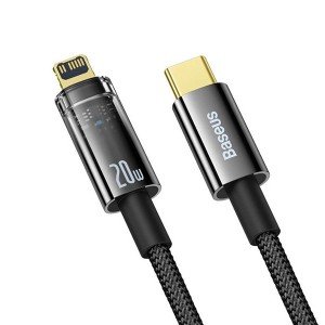 کابل type-c to Lightning بیسوس مدل Explorer Series Auto Power-Off Fast Charging 20W 2m Black